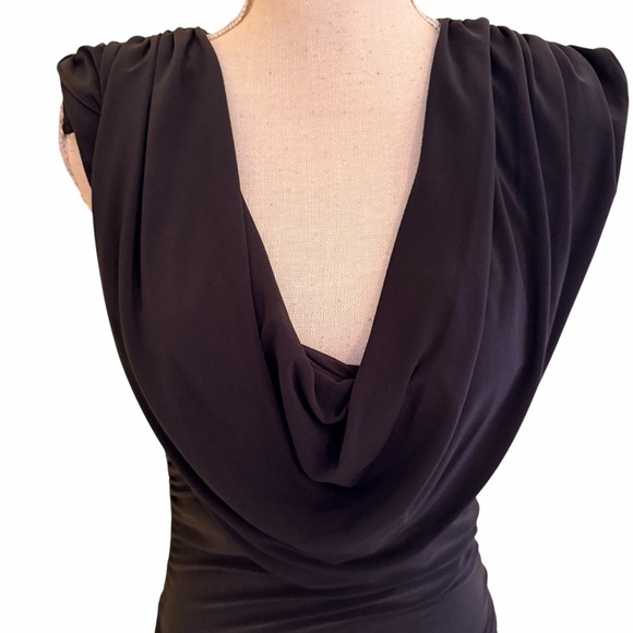 Ramy Brook Black Draped Cowl Neck Ruched Jersey Knit "Venus" Mini Dress S - Picture 3 of 12